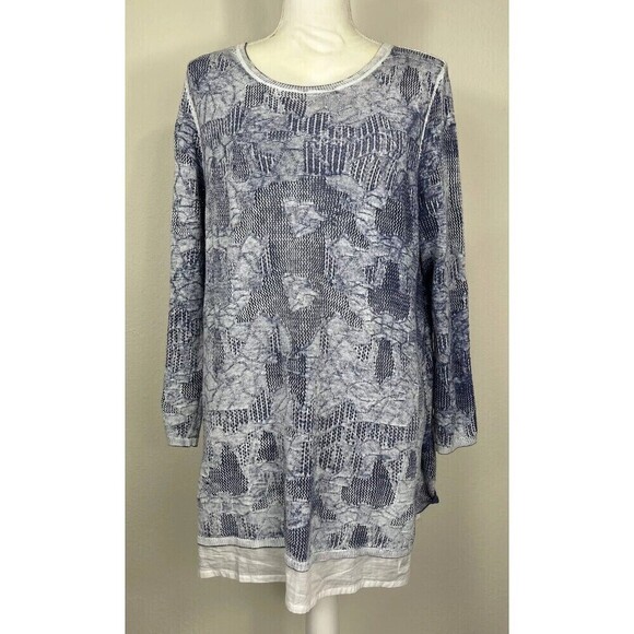 John Mark Tops - John Mark 100% Cotton Blue & White Lightweight Sweater Tunic Size XL
